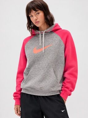 Nike Grey Heather & Pink Pullover Hoodie